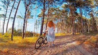 I Led my Bike Partner a Scenic Place to Fuck! Red-Head Ginger Youngster PAWG Public Outdoor Cowgirl Jizz