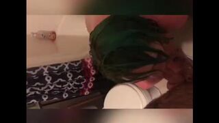 Green Haired Alt Lady Hammered in the Shower