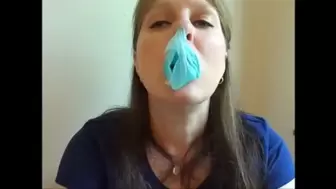 Sucking Blue Bubble Gum Bubbles ~ Blue Bubble Face