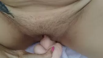 Anastasia Plays with her Hairy and Wet Vagina