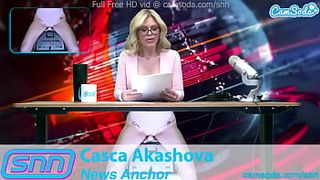 SNN News Anchor MILF Casca Akashova Masturbation on air