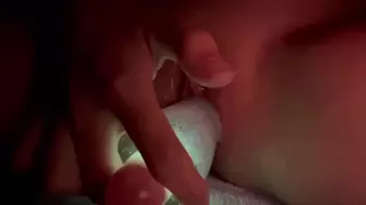Making My Vagina Squirt All Over My Step Bro’s Bed With My Giant Glow Dildo