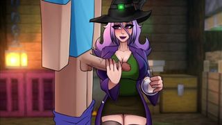 Minecraft Hornycraft Milf Witch Milking huge dick and Sperms Collecting
