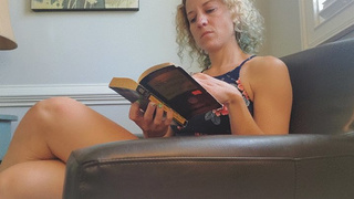 Voyeur MILF reading romance novel in Lobby, SFW