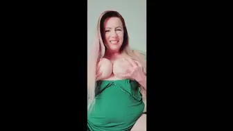 Busty MILF Nikki In Sexy Green Lingerie Masturbating With Toy and Giving JOI