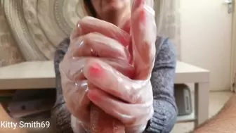 HAND-JOB With White Latex GLOVES