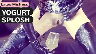Whipped cream SPLOSH play ends with PISS in a cup