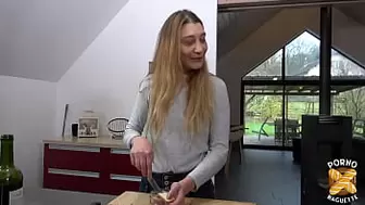 Jessie wants us to fuck her on her living room table
