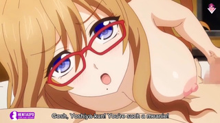 Busty glasses babe gets her doggystyle position with her stud | Hentai Asian Cartoon 1080p