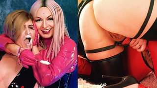 Strap-on Fuck of Humongous Bum Chick! Deep throat and Twat Stretching Training. Arya Grander & FetishAura