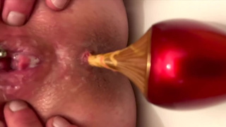 Anal Masturbation by Gold High Heels and Fingering Butthole and Juice Snatch and Ride Anus on Heels