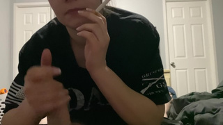 Smoking Bizarre ORAL SEX and Cigarette Dangling To finish him off! (Full Vid For Purchase On OF)