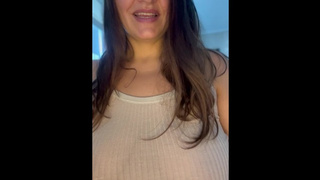 Addictive large breast in transparent top. Financial domination