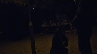 Cougar chick gives outdoor oral sex with spunk in mouth