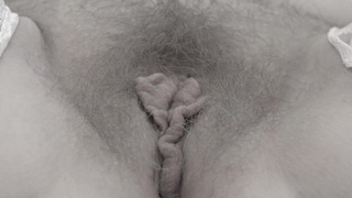 I fuck my hairy vagina and butt with a humongous dildo until cumming