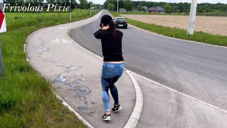 Public Pissing Blooper. Busted by Passing Cars! Timing Fail