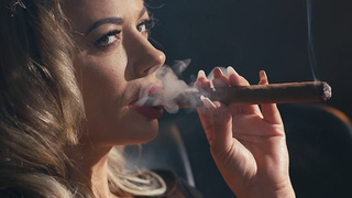 Horny Milf with GIGANTIC Titties Masturbating and Giving Bj While Smoking a 9 Inch Cigar