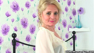 British milfs Cute P and Diana in stockings with suspenders