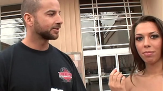 Brunette mom riding enormous schlong