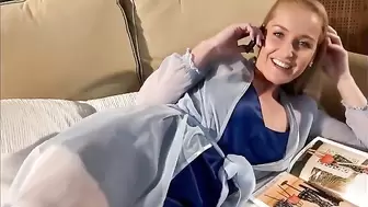 Sexy Stepmom gets Creampie from Stepson while Phone Talking