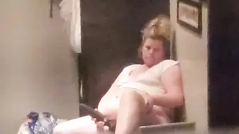 BBW Caught Masterbating to Porn from outside Window