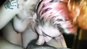 Trashy French GF swallows his cock and does anal