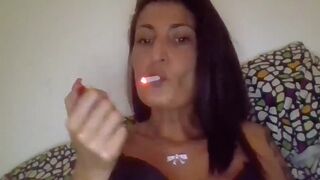Sexy Smoking Black Hair Camgirl+Spit Play+Stocking+Legs Show
