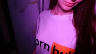 Bitch in a Pornhub T-shirt Sucks Dick