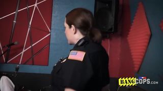 Desiring cops gets her asshole licked against the wall