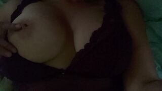 MILF Plays W/ Monstrous Natural Breasts in Lingerie